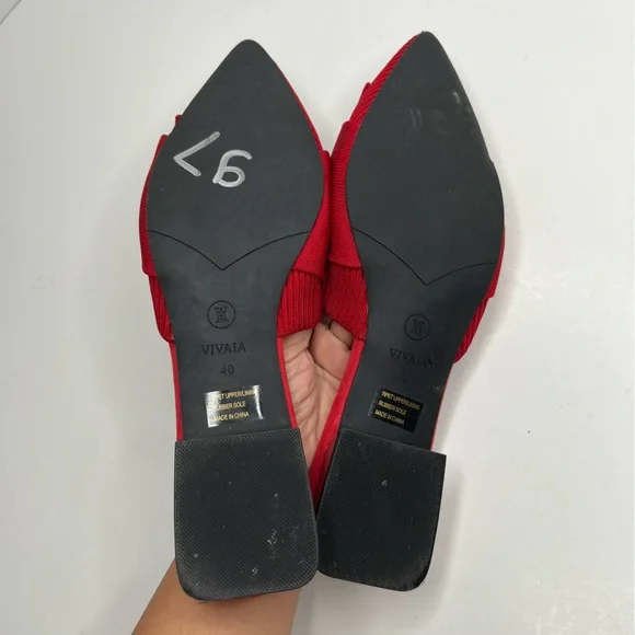 Vivaia Yaffa Ruby Red Pointed Toe Knot Mule Sandals Size EU 40, US 9 - Picture 12 of 15